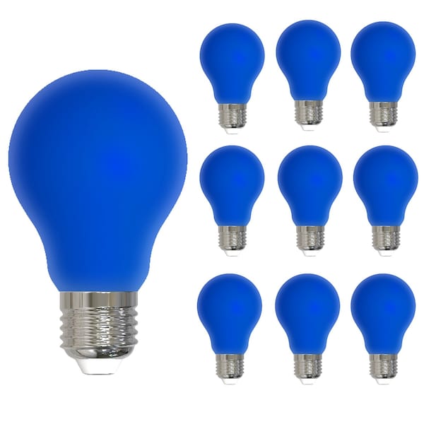 Bulbrite 25-Watt Equivalent Ceramic Blue Color A19 Weatherproof Outdoor E26 Medium BaseLED Light Bulb, 10PK 862316 - main