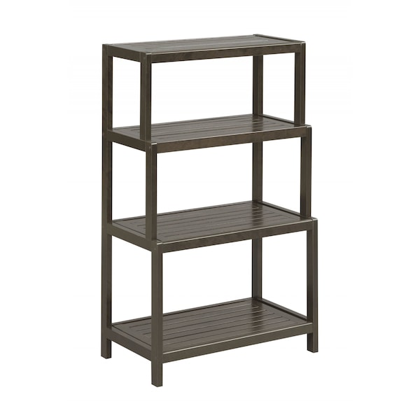 Homeroots 37" Espresso Solid Wood Four Tier Step Bookcase 380030 - main