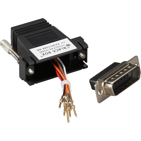 Black Box Modular Adapter Kits (Unassembled), Db15, Male To Rj-45, 8-Wire, Black FA4515M-BK - main