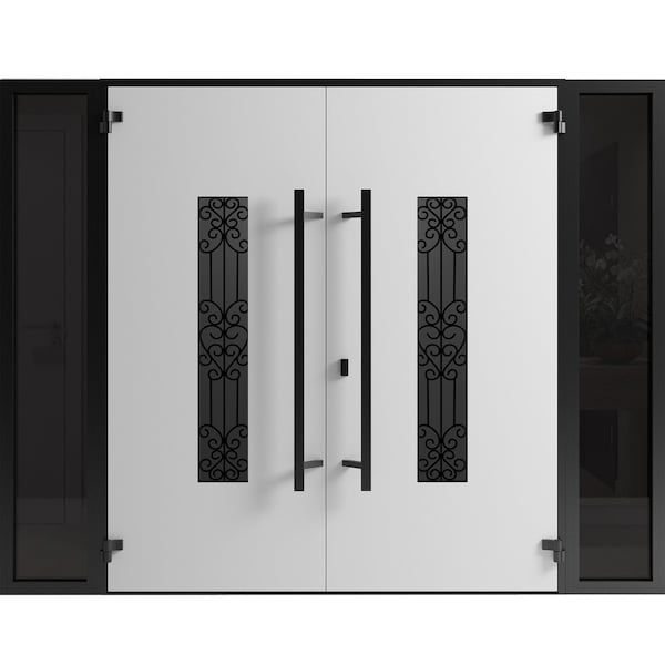 Vdomdoors Front Exterior Prehung Aluminum Double Doors Ronex1205 Bronze Oak Mirrored Clear Glass 2 Sidelights RONEX1205DEXD-OAK-W12+72+12xH96-RH-O - main