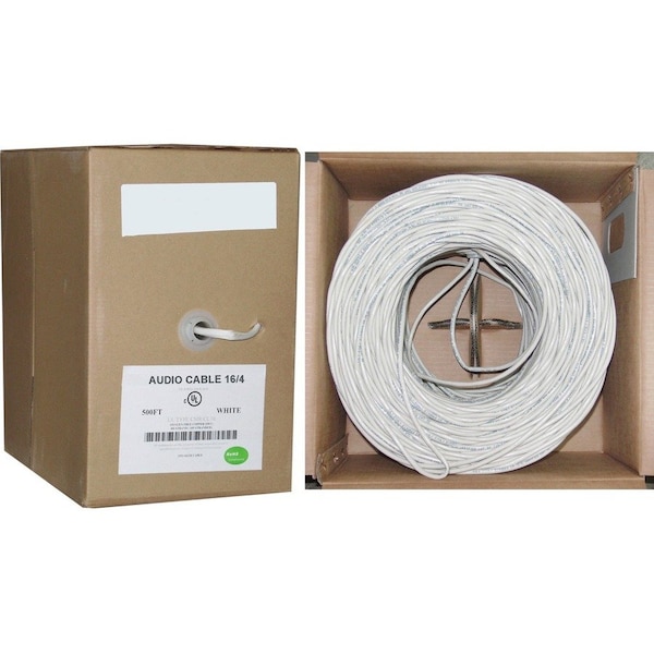 Cable Wholesale Speaker Cable, White, Pure Copper, CMR / riser rated, 16/4 (16 AWG 4 Conductor), 65 Strand / 10G2-491SF - main