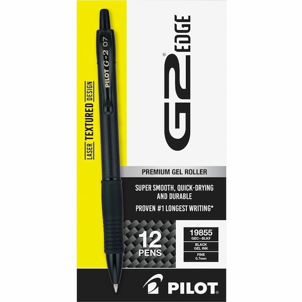 Pilot Gel Pens, 0.7 mm Fine Pen Point, Refillable, Black Ink, Gel-based, Tungsten Carbide Tip, 1, 12PK 19855 - main