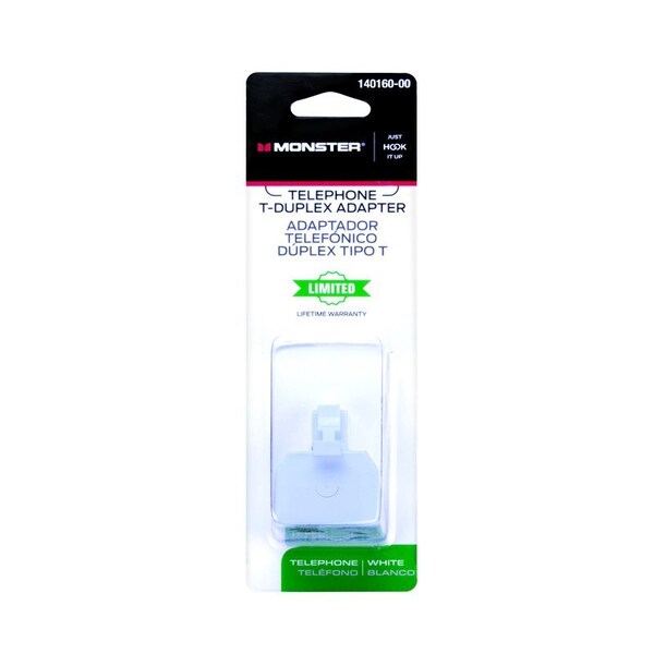 Monster Cable Just Hook It Up 0 ft. L White Modular Duplex Adapter 140160-00 - main