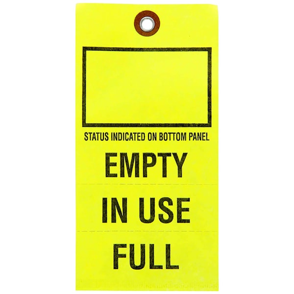 Brady Valve Indicator Tag CYLINDER STATUS INDICATED ON BOTTOM PANEL Tyvek BK/YL 25/PK, 25PK 103670 - main