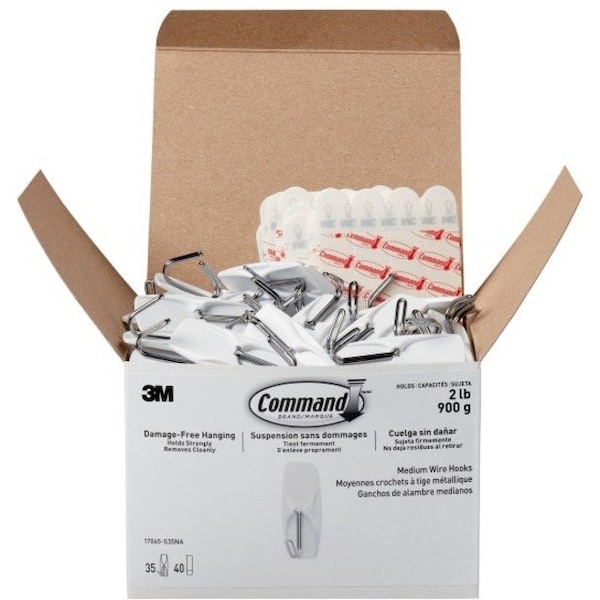 Command Hook, White, Metal/Plastic, 1 in D, PK35 17065-S35NA - main