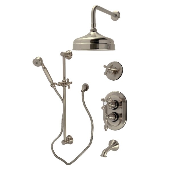 Kingston Brass Thermostatic Tub and Shower System, Brushed Nickel KSK36380AX - main