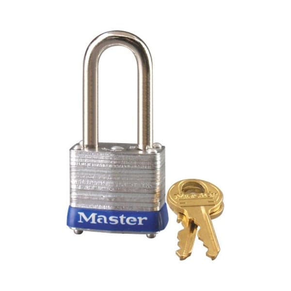 Master Lock Padlock, Keyed Different, Long Shackle, Rectangular Steel Body, Steel Shackle, 1/2 in W 7LF - main