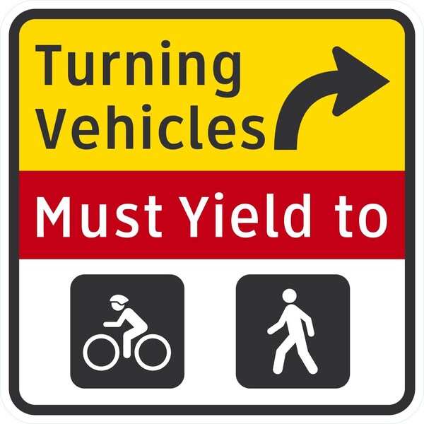 Lyle Turning Vehicles Must Yield To (with Right Arrow), 24x24, High Intensity Prismatic, White G-13794-HI_24x24 - main