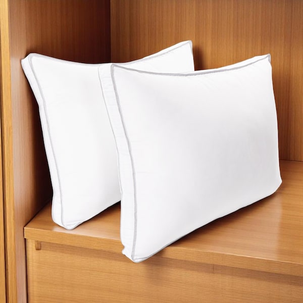 Homeroots Set of Two Microfiber Down Alternative Medium Hypoallergenic Standard Size Bed Pillows 526444 - main