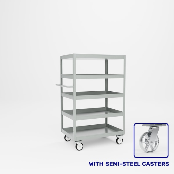 Pucel Five Shelf Heavy Duty Stock Cart, 24 in W x 58 3/4 in H x 36 in D, Light Blue L-2436-S - main