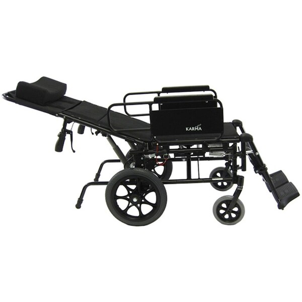 Karman Healthcare 18 in. seat Lightweight Reclining Transport Wheelchair with Removable Desk Armrest KM5000F-TP - main