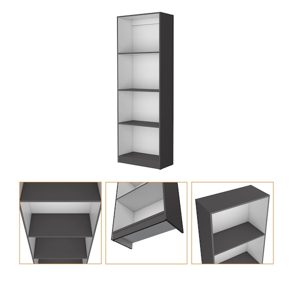 Homeroots 71" Gray And White Wood Four Tier Bookcase 546194 - main