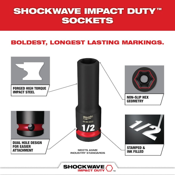 MILWAUKEE 3/8 in Drive IMPACT SOCKET SET, Metric, SAE, 43 pc