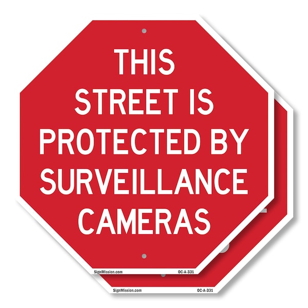 Signmission This Street Is Protected by Surveil, 6 inch X 6 inch, Plastic Sign, 2PK OC-P-2PACK-6-331 - main