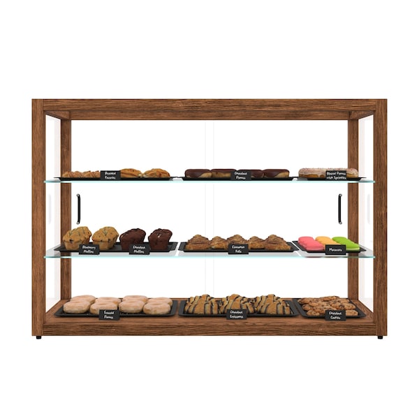 Koolmore 42 In. Artisan Wooden Bakery Display Horizontal Case 8 Cu ft, Dark color KM-BDW-42D - main