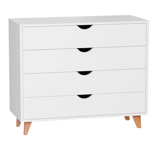 Homeroots 35" White And Natural Wood Four Drawer Dresser 489233 - main