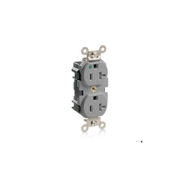 Leviton Straight Blade Receptacle, 5-20R, 20 A, 125V AC, Surface Mount, Self-Grounded M8300-SGG - main