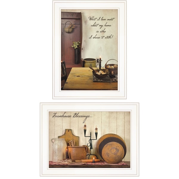 Homeroots Set Of Two What I Love Most 1 White Framed Print Kitchen Wall Art, 2PK 407094 - main