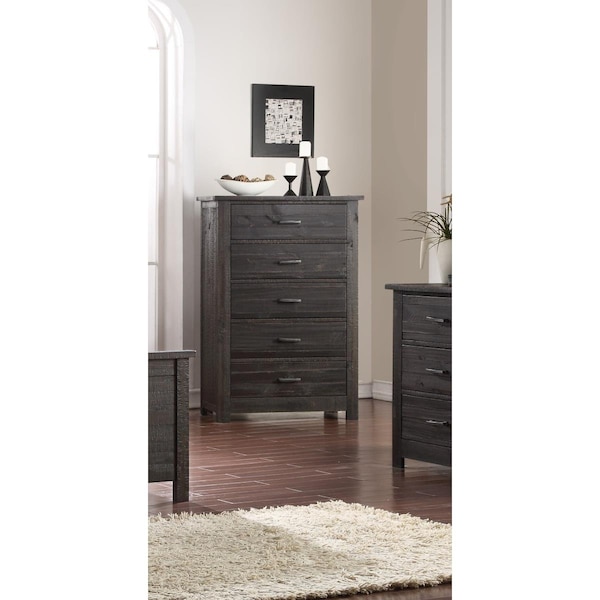 Deluxdesigns Wood 5 Drawer Kids Bedroom Chest - Rustic DE735307 - main