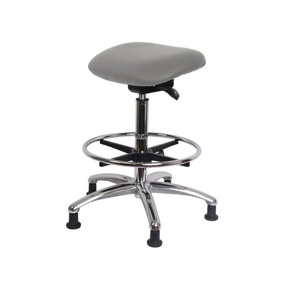 Blue Ridge Ergonomics Vinyl Sit-Stand Chrome-Standing Height with Chrome Foot Ring Stat Glides in Dove Trailblazer Vinyl VSTSS-CR-CF-RG-8567 - main
