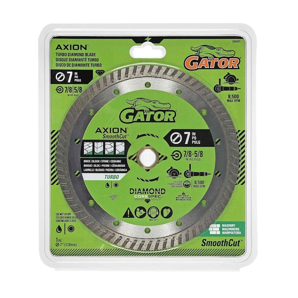 Gator Finishing 7 in. D X 5/8 and 7/8 in. Diamond Rim Saw Blade, Turbo 389881 - main