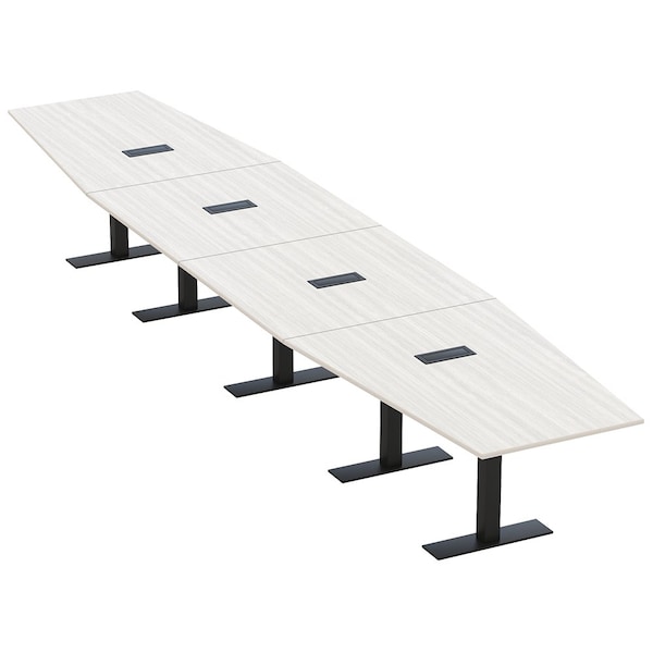 Skutchi Designs 18ft Hexagon Conference Table With Power | Harmony Series | 18 Person Meeting Room Table HAR-HEX.IR-48X216-T.BK-WA7976-EBLK - main
