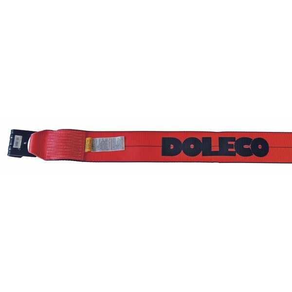 Doleco Winch Strap 4" x 30' Red with Flat Hook, 5,400 lbs WLL 23124430 - main