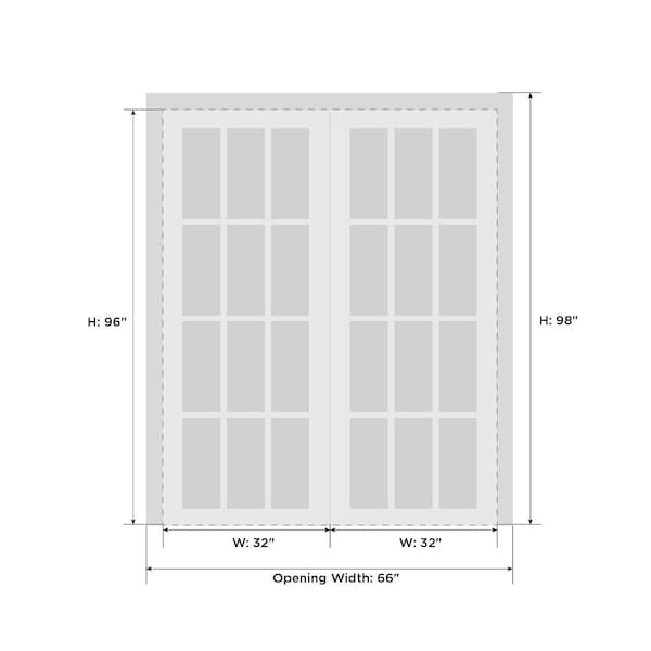 Sartodoors Double Pocket Interior Door, 60" x 84", White QUADRO4055DD-WS-6496 - main