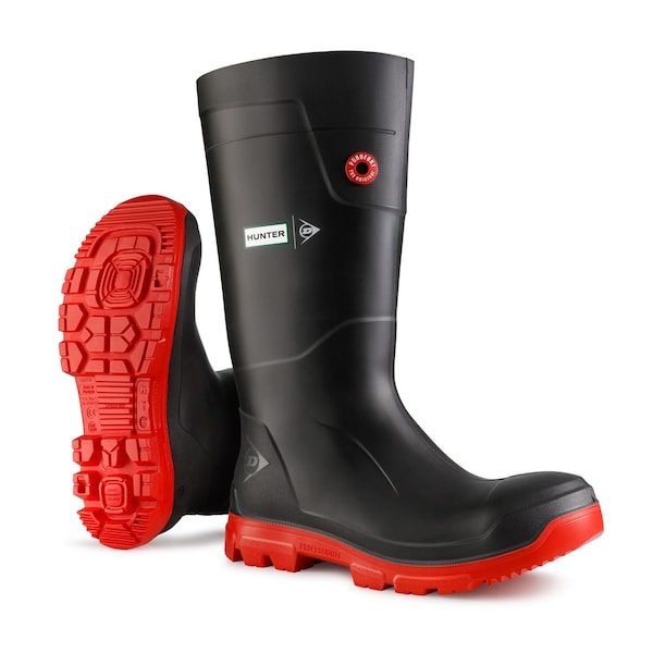 Dunlop Rubber Boot, 10D, Knee, Black; Red, PR LJEHE01.10 - main