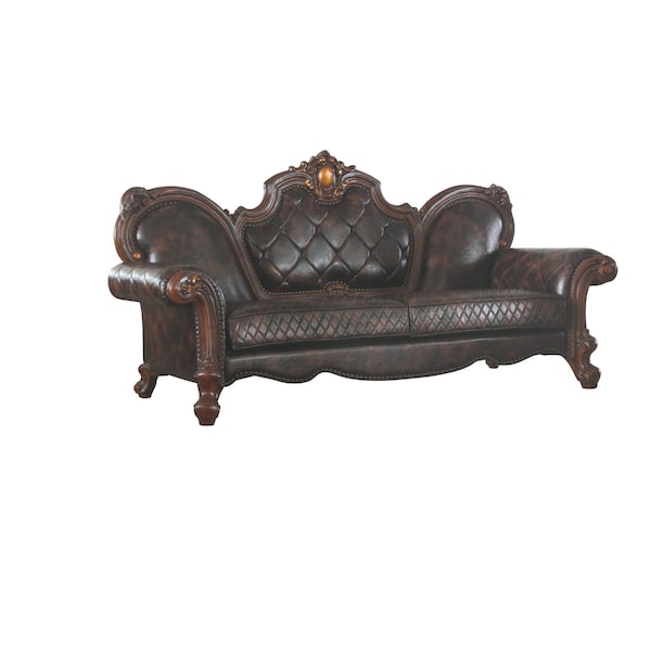 Homeroots 93" Dark Brown Faux Leather Sofa And Toss Pillows 491030 - main