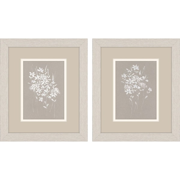 Homeroots Set Of Two Delicate Botanicals Distressed White Framed Wall Art, 2PK 649304 - main