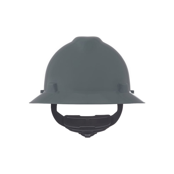 Msa Safety V-Gard Slotted Full Brim Hard Hat, Fas-Trac III Suspension, Type I, Class E, Gray 475367 - main