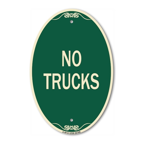 Signmission Truck Sign No Trucks, 12 Inch X 18 Inch Architectural Oval, Heavy Gauge Aluminum A-OV-G-1218-22786 - main