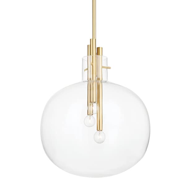 Hudson Valley Lighting Hempstead 3 Light Pendant 18.25 In. Aged Brass 3918-AGB - main