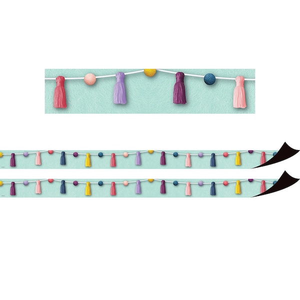 Teacher Created Resources Oh Happy Day Pom-Poms and Tassels Magnetic Border, 24 Feet Per Pack, 2PK TCR77568 - main