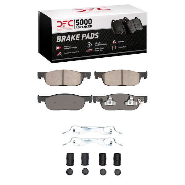 Dynamic Friction Co DFC 5000 Advanced Brake Pads - Ceramic and Hardware Kit 1551-2396-01 - main