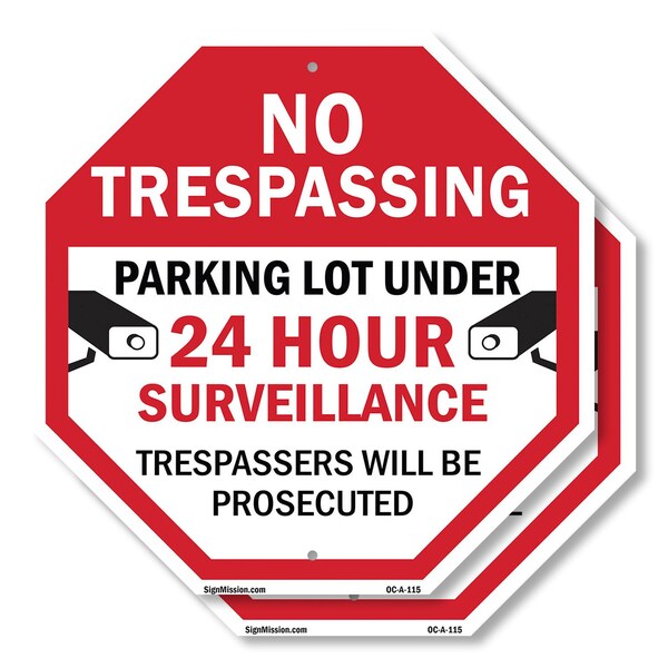 Signmission No Trespassing Parking Lot Under 24, 10 inch X 10 inch, Aluminum Metal Signs, 2PK OC-A-2PACK-10-115 - main