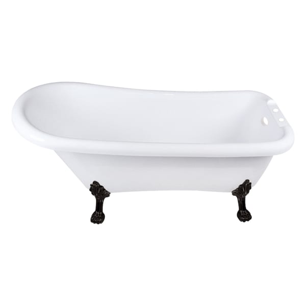 Kingston Brass 67-Inch Acrylic Classic Flat-Rim Single Slipper Clawfoot Tub, 7-Inch Faucet Drillings VT7DE672826WAC0 - main