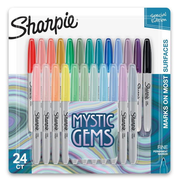Sharpie Permanent Markers, Fine Point, Mystic Gem Colors, 24PK 2136727 - main