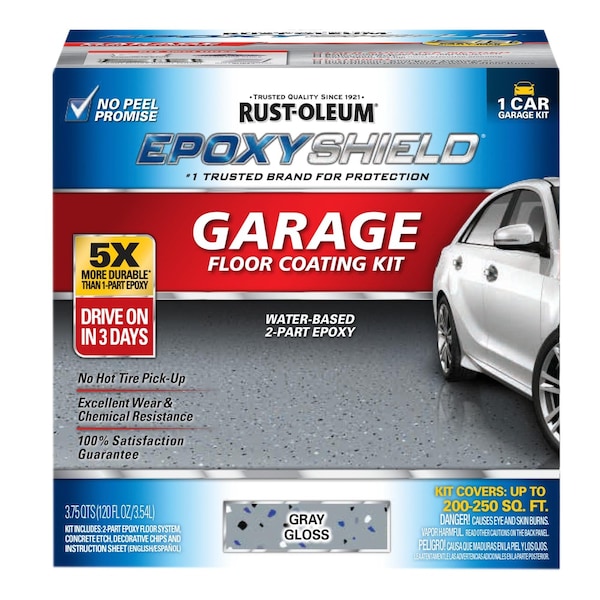 Rust-Oleum 120 fl oz Garage Floor Kit, Gloss Finish, Gray, Water Base 251965 - main