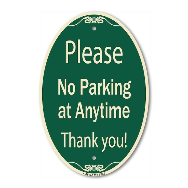 Signmission Please No Parking At Anytime Green & Tan, 12 Inch X 18 Inch Designer, Heavy Gauge Aluminum A-OV-G-1218-9787 - main