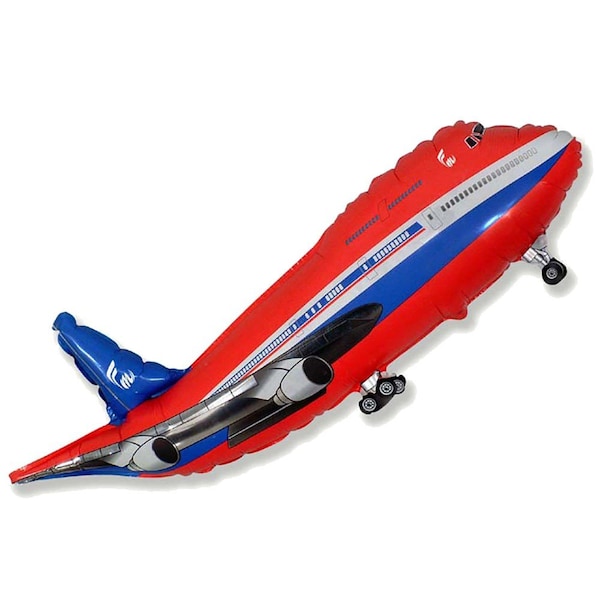 Loonballoon RED Air Plane Airplane Jet Adventure Bon Voyage 40in. Party Favor Mylar Balloon Loon-BB-B01FTWNBEU - main