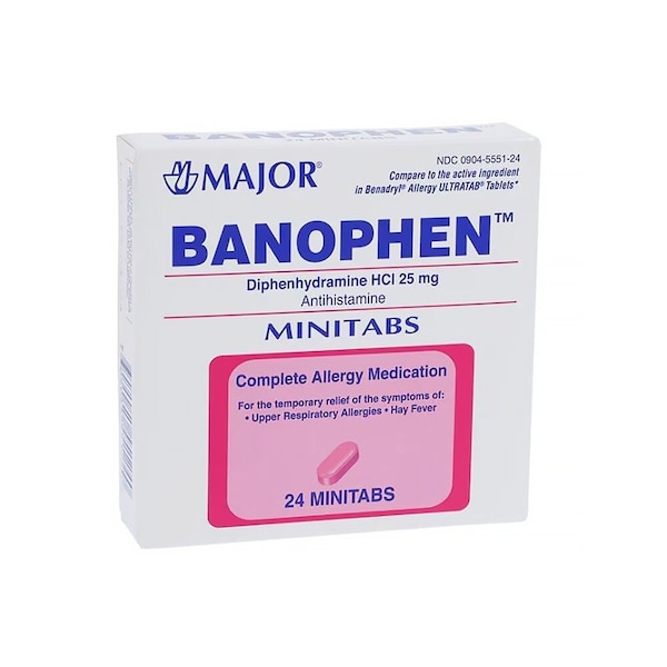 Banophen Antihistamine Oral MiniTabs 25mg, 24PK 1364876 - main