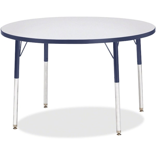 Jonti-Craft Berries Round Activity Table, 42 in. Diameter, A-height, Freckled Gray/Navy/Gray 6468JCA112 - main