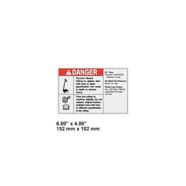 Genie REPLACEMENT DECAL-DANGER-TIPOVER-AIR TIRES 218557GT - main