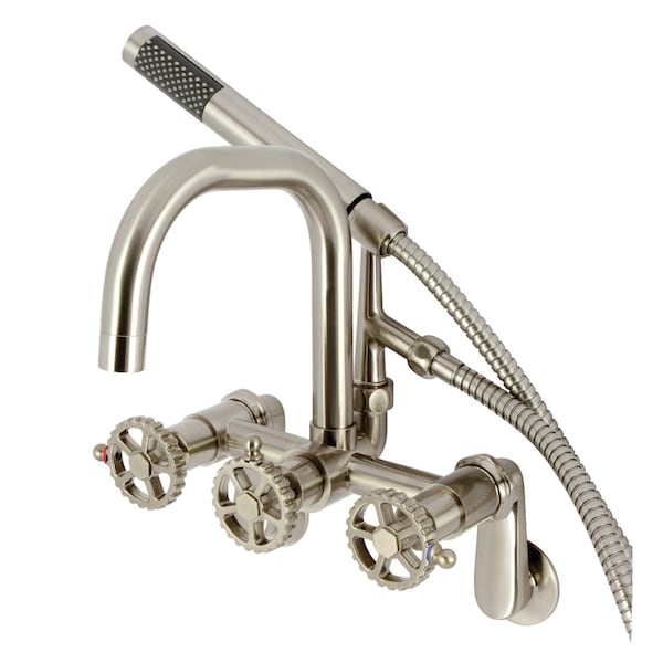 Kingston Brass Wall Mount Clawfoot Tub Faucet, Brushed Nickel AE8458CG - main