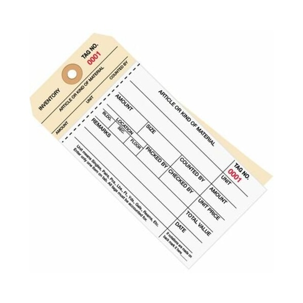 Partners Brand Tag, 2Stub, 2000-2499, 6-1/4"x3-1/8", PK500, 10 Point Cardstock, 6 1/4" W, White/Manila, 500 PK G19051 - main