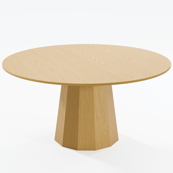 Homeroots 60" Natural Wood Pedestal Base Round Top Dining Table 721096 - main