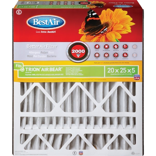 Bestair 20'' x 25'' x 5'' Trion Air Bear MERV 11 Deep Pleat Furnace Filter AB2025-11R - main