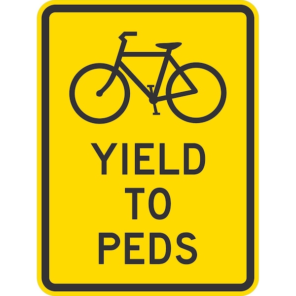 Lyle Bikes Yield to Peds, 18x24, High Intensity Prismatic, Yellow G-10753-HI_18x24 - main